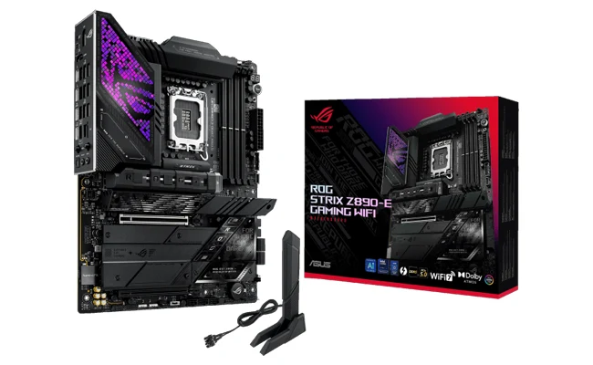نمای جعبه مادربرد ASUS ROG STRIX Z890-E GAMING WIFI با طراحی گیمینگ